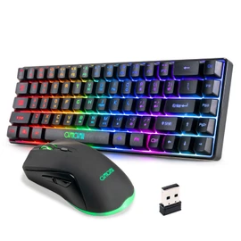 CHONCHOW 60% Wireless Gaming Keyboard and Mouse Combo,LED Backlit Rechargeable 2000mAh Battery, Portable 68 Keys Waterproof Small Compact Keyboard Mice for PC/Mac Gamer(Wireless)