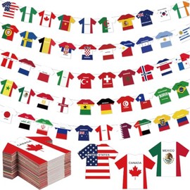 Bandera de fútbol de la Copa Mundial 2026, 50 banderines internacionales de cadena para decoraciones de copa mundial, guirnaldas, mercancías para fies