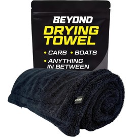 Beyond Drying Towel 1300 GSM - Super Absorbent Large Premium Microfiber Detailing Towel for Cars and Boats - Twisted Loop Microfiber Technology - One-Pass Scratch and Streak Free - 24' x 36' Black