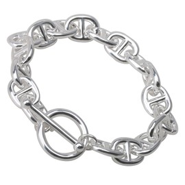 Wide Chain Bracelet, Men's, Women's, Mantel, Bracelet, Silver, Silver Color, H Chain, Simple Bracelet, One size, White Gold Silver Brass