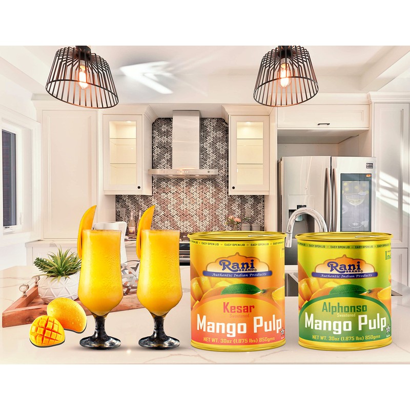 Rani Mango Pulp Puree (Makes Mango Lassi Shakes) Kesar Sweetened