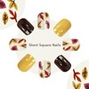 24Pcs Fall Leaf Press on Nails Short Square Fake Nails