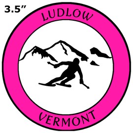 Athena Brands Ludlow, Vermont - Sports Skier - Car Truck Window Bumper Graphics Sticker Decal - Hot Pink