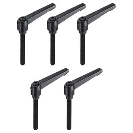 sourcing map 5pcs Adjustable Clamping Lever Handle M8 x 70mm Metric Black Oxide Carbon Steel Male Threaded Stud Hand Knobs Ratchet Rotating Screw Handles Bolts with Locking Lever Black