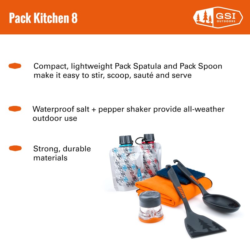 GSI 90101 Outdoor Kitchen Utensil Set 8-Piece Multi-Coloured