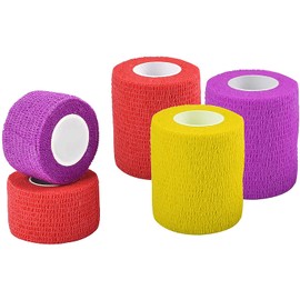 Jalan Self Adherent Bandage, Pet Vet Wrap bulk stretch Tape for Wrist, Ankle Sprains & Swelling, Assorted Color Pack of 5
