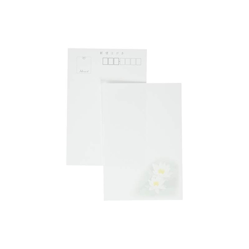 PJG681 Heart Inkjet Mourning Postcards, White Lotus, 30 Sheets