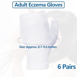 6 pares de guantes de eccema sin dedos, guantes hidratantes para adultos, guantes de algodón sin dedos, guantes de algodón lavables y reutilizables, g