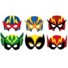 12 Superhero Printed Card Masks for Kids Parties