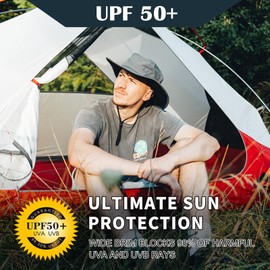 TOP-EX UPF 50 Wide Brim Sun Hat Men - Waterproof, Lightweight & Breathable - Women's Summer Bucket Hat for Fishing, Hiking Packable & Windproof Outdoor Cap Khaki M/L