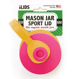 iLIDS Mason Jar Sport Lid, Regular Mouth, Hot Pink, Pack of 2