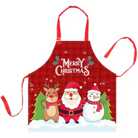 Nidoul Kids Apron for Boys Girls, Adjustable Chef Apron with Pocket, Kitchen Bib Apron for Cooking Baking Art Painting Gardening, Christmas