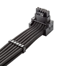 CableMod RT-Series Pro ModFlex Sleeved 12V-2x6 12VHPWR 90° StealthSense PCIe Cable for ASUS/Seasonic/Phanteks (Variant A, Black)