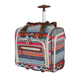 Lily Bloom Designer 15 Inch Carry On - Weekender Overnight Business Travel Luggage - Lightweight 2-Rolling Wheels Suitcase - Under Seat Rolling Bag for Women (One Size, Tribal Stripe)