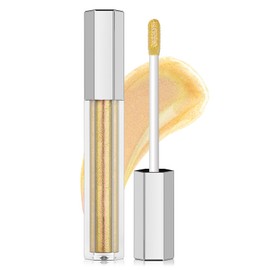 Glitter Lip Gross, Moisture Shimmer Lip Gross Shine, Diamond Metallic Liquid Lipstick, Longlasting Lip Plumper Gloss Lip Glaze, Chameleon Laser Lip Eyeshadow Festival Makeup,08 Gold