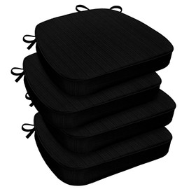 downluxe Chair Cushions for Dining Chairs, Waterproof Kitchen Chair Pads, Non-Slip Dining Seat Cushion with Ties, 17" x 16" x 2.5", Black, 4 Pack