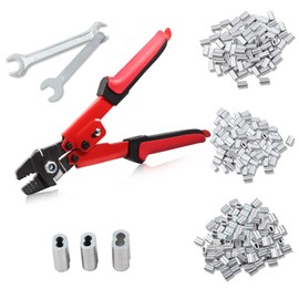 SPEEDWOX Hand Pressor, Crimping Pliers, Aluminum Sleeve, 180 Pieces, Crimping Capacity: Wire 0.004 - 0.09 inches (0.1 - 2.2 mm), Wire Rope, Cutting, Wire Clamp Cutter, 8 Letter Type, Sleeve Crimping
