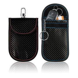 2 Pcs Faraday Pouch for Car keys, Signal Blocking Pouch for Car keys, RFID Blocker Bag Faraday Bag, Anti-Theft Keyless Car Blocker Case Safety Protector Case(Red, Blue)