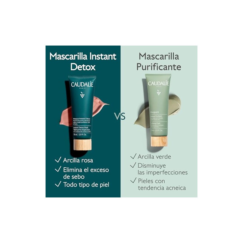 Caudalie Mascarilla Instant Detox, Mascarilla de Arcilla - 75 mL