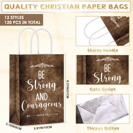 Skyygemm 120 Pcs Christian Gift Bags Bulk Religious Paper Bags Christmas Bible Verse Treat Bags with Handles Sunday School Inspirational Bags for Women Church Welcome Visitors Baptism Party Supplies