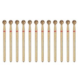 sourcing map 12pcs 200-230 Grits Diamond Grinding Bit 4.5mm Ball Head 2.35mm Shank 4.5mm Length Titanium Plated Stone Sanding Drill Bits Rotary Tool for Nails Grinding Polishing