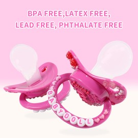 CutiePlusU Adult Sized Pacifier Dummy for Adult-Big Shield DIY Handmade-Love Me DarkPink