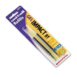 Uni-Ball (65874) Gel Impact RT, Refill, Bold, Black, 2/pk, Sold as 8 Packs