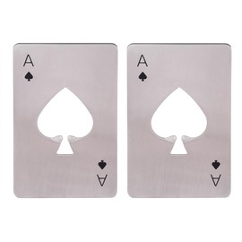 Bottle Openers, 2 PCS Ace of Spades Bottle Openers, Credit Card Size, Stainless Steel, Silver