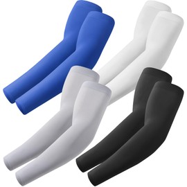 fuinloth 4 Paare Gaming Arm Sleeves, Arm Stulpen Armschoner für Damen/Herren, Volleyball Basketball Sport Ärmel Schwarz+Weiß+Hell Grau+Blau