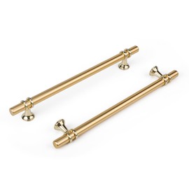Haliwu 10 Pack Gold Cabinet Handles, Brushed Brass Cabinet Pulls Kitchen Handles Barrel Drawer Dresser Knobs Champagne Gold Pull Kitchen Hardware, 7-1/2 inch(192mm) Hole to Hole Center