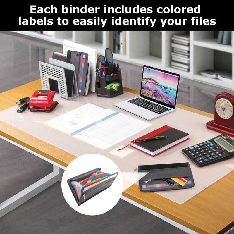 Expanding File A5, Document Folder with Zip and Colourful Labels,