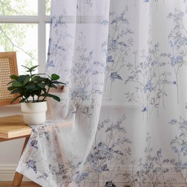 Warm Home Designs Printed Boho Curtains for Living Room. Our Blue Floral Curtains 84 Inches Long are Perfect Way to Add Rustic Curtains Vibe to Any Vintage or Boho Home Decor. KA Blue 84