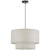 VILUXY Drum Fabric Pendant Light Farmhouse White Chandelier Double Drum