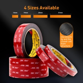 Double Sided Tape Heavy Duty Mounting Tape 1/2" x 18Ft Made of 3M VHB 5925 Strong Adhesive Waterproof Foam Tape Perfect for Automotive Home Office Decor Indoor and Outdoor Walls