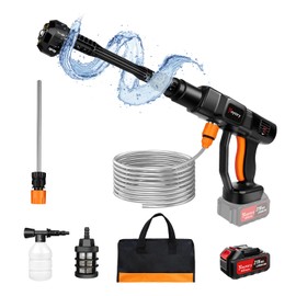 Pressure Washer 21V Cordless Power Washers Portable Power Cleaner Compact Electric Power Washers for Car Washing & Patio Cleaning, 1.3Ah Rechargeable Battery, 6 in 1 Multi-Function Nozzle, 20FT Hose