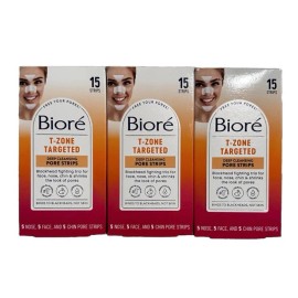 Bioré 3-Pack BIORE T-ZONE 5 NOSE 5 FACE 5 CHIN TARGETED 15 DEEP CLEANSING PORE STRIPS
