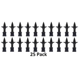 Black Plastic 5/8" Trident Spear Finial Fence Topper for Wrought Iron Picket Fence 0.625" Posts (25)