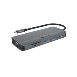 ICY BOX USB-C Docking Station (10-in-1) with 1x HDMI (4k 60Hz), 1x VGA (2k 60Hz), 3x USB-A, 1x USB-C, SD/microSD Card Reader, Gigabit Ethernet, 100W Power Delivery, Aluminium Housing, IB-DK4040a-CPD