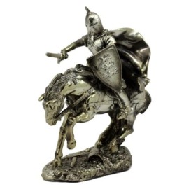 Medieval Royal Arms Of England Three Lions Charging Cavalry Horse Knight Statue