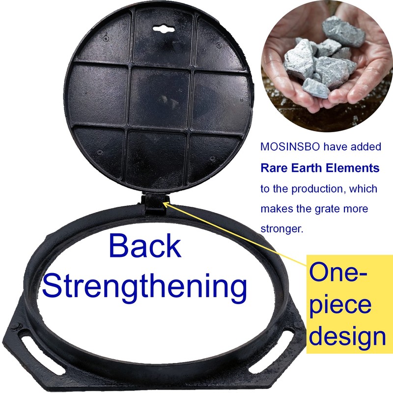 MOSINSBO 16” Cast Iron Manhole Cover and Frame, B Class