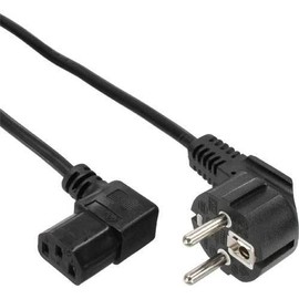 Set of 3 InLine Earthing Contact Angled to IEC Plug C13 Right Angled Power Cable (0.5 m) Black