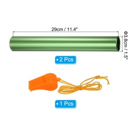PATIKIL Relay Track Baton,2 Pack Aluminum Tube Field Running Race Stick with Whistle Corrosion Resistant for Outdoor Athletics Sport Game Practice Tool, Green