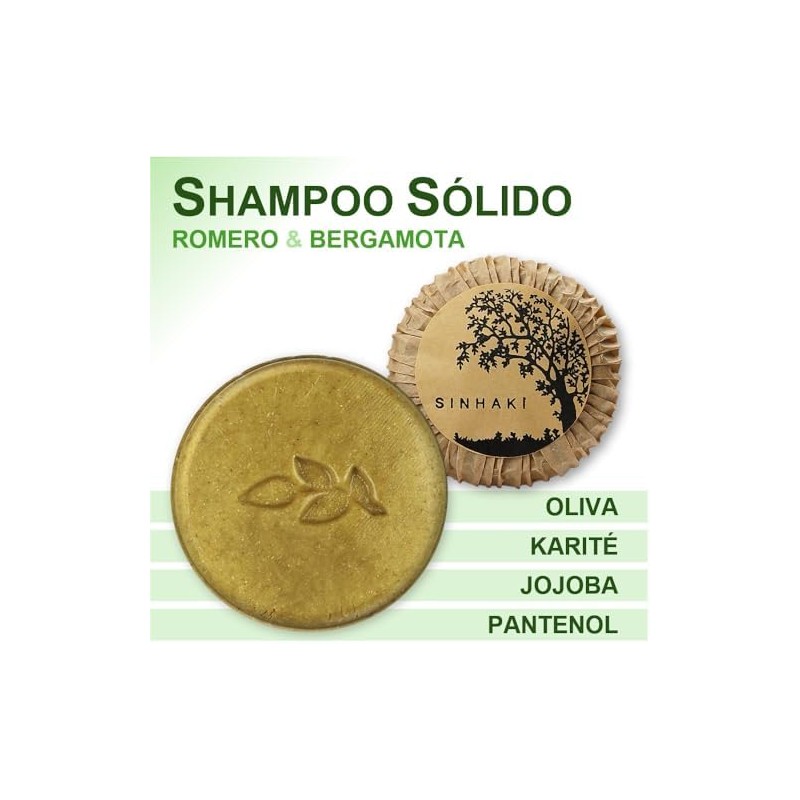 Shampoo Sólido de Romero y Bergamota, Control de Caída,100gr