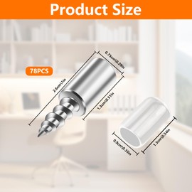 Pack of 78 Shelf Brackets, Shelf Brackets, Shelf Holder, Shelf Pins, Self-Tapping, Shelf Holder for Furniture Shelf, Cupboards, Shelf Support, with 78 Non-Slip Covers