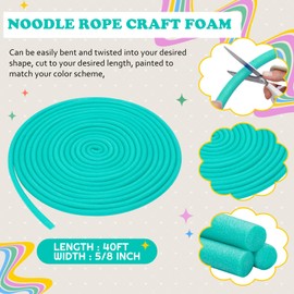 Frienda 5/8 Inch x 40 Ft Foam Noodles for Crafts Versatile Pool Noodles Foam Tubes Cylinder Rods for Modeling, DIY Arts and Crafts Supplies (Green)
