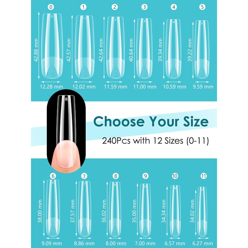 Adonafy Tips for Gel Nails, Pack of 240: Soft Gel