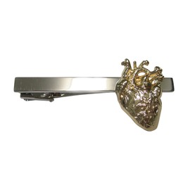 Gold Toned Large Anatomical Heart Tie Clip
