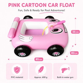 Inflatable Car Pool Float with Water Gun – PVC Ride-On Water Toy for Supervised Pool Parties & Summer Play