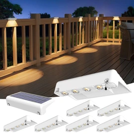 VOLISUN Solar Deck Lights 8 Pack, Warm White Glow LED Large Size Lamp, IP65 Waterproof Step Lights Outdoor for Deck, Step, Fence, Railing, Wall and Stairs