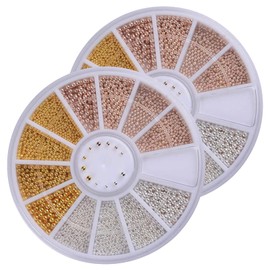 2 Boxes 3D Nail Art Decorations Nails Art Mini Steel Ball Disc Resin Drill Nail Beads Nails Beauty Decorations Accessory Tool for Nail Decoration